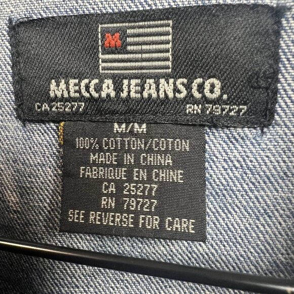 Mecca Jeans Co Denim Jacket Womens Medium Blue Button Up Distressed Faded - Picture 4 of 14